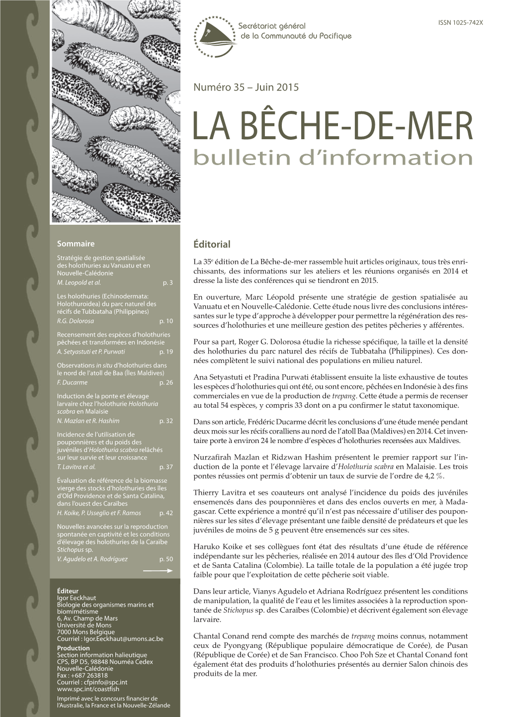 La Bêche-De-Mer, Bulletin D'information De La CPS N°35