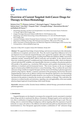 Overview of Current Targeted Anti-Cancer Drugs for Therapy in Onco-Hematology