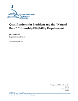 "Natural Born" Citizenship Eligibility Requirement