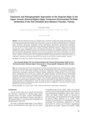 Taxonomic and Paelogeographic Approaches to The