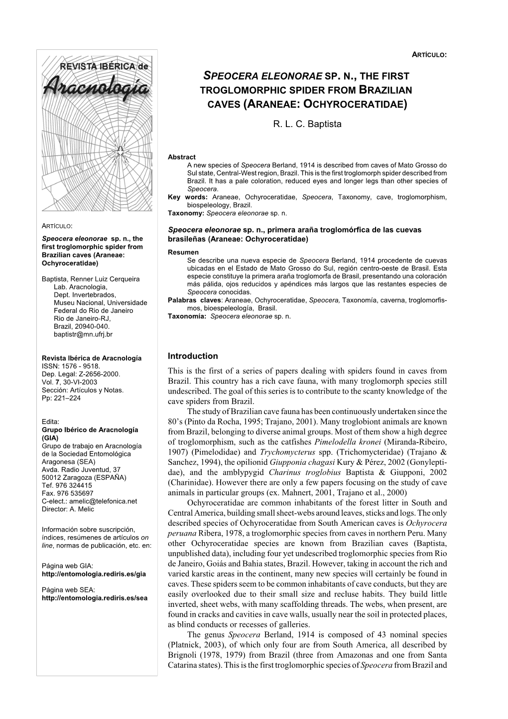 Araneae: Ochyroceratidae) R