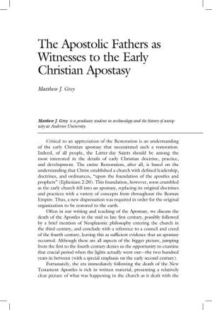 The Apostolic Fathers As Witnesses to the Early Christian Apostasy