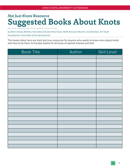 Suggested Books About Knots