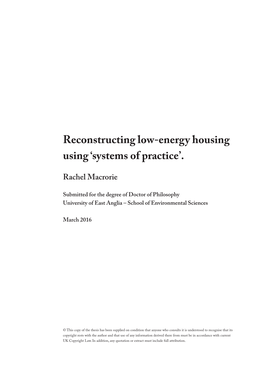 Reconstructing Low-Energy Housing Using ‘Systems of Practice’