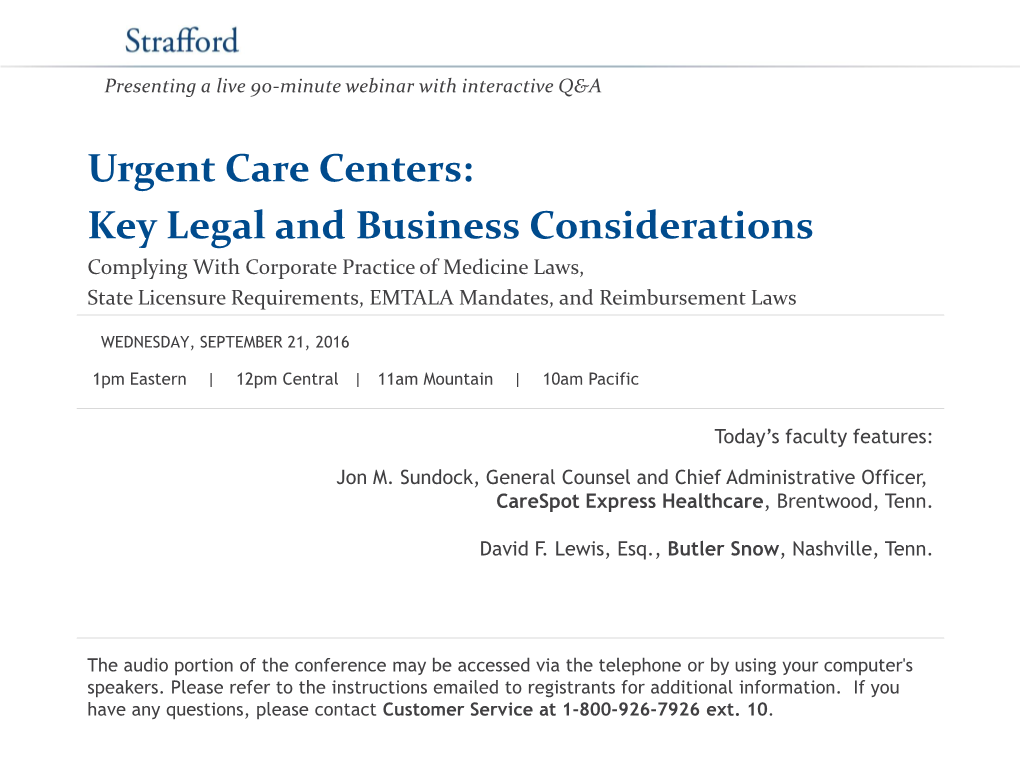 Urgent Care Centers: Key Legal and Business Considerations