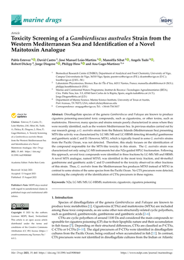 Toxicity Screening of a Gambierdiscus Australes Strain from the Western Mediterranean Sea and Identiﬁcation of a Novel Maitotoxin Analogue