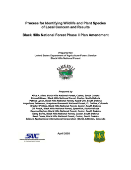 Species of Local Concern Selection Report