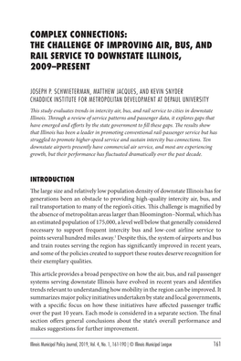 Complex Connections: the Challenge of Improving Air, Bus, and Rail Service to Downstate Illinois, 2009–Present