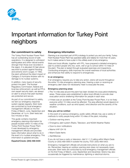 Turkey Point Important Information English