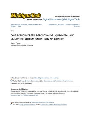 Co-Electrophoretic Deposition of Liquid Metal and Silicon for Lithium-Ion Battery Application