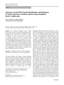 Advances Toward DNA-Based Identification and Phylogeny Of