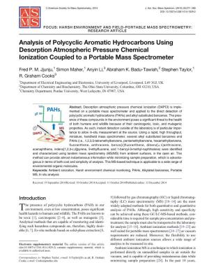 Analysis of Polycyclic Aromatic Hydrocarbons Using Desorption Atmospheric Pressure Chemical Ionization Coupled to a Portable Mass Spectrometer
