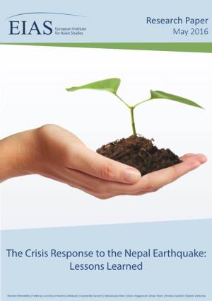 The Crisis Response to the Nepal Earthquakes: Lessons Learned