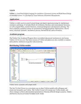 Applications Academic Program Distributing Vissim Models