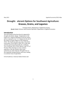 Drought-Tolerant Options for Southwest Agriculture: Grasses, Grains, and Legumes