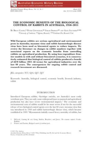 The Economic Benefits of the Biological Control of Rabbits in Australia, 19502011