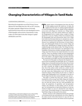 Changing Characteristics of Villages in Tamil Nadu