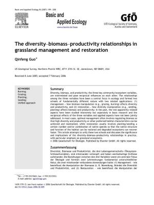 The Diversity–Biomass–Productivity Relationships in Grassland Management and Restoration