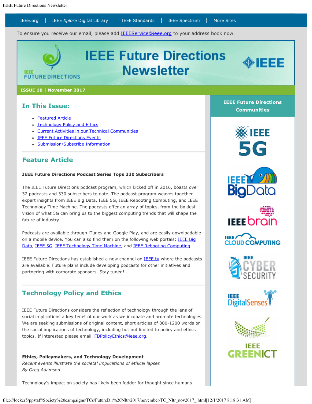 IEEE Future Directions Newsletter