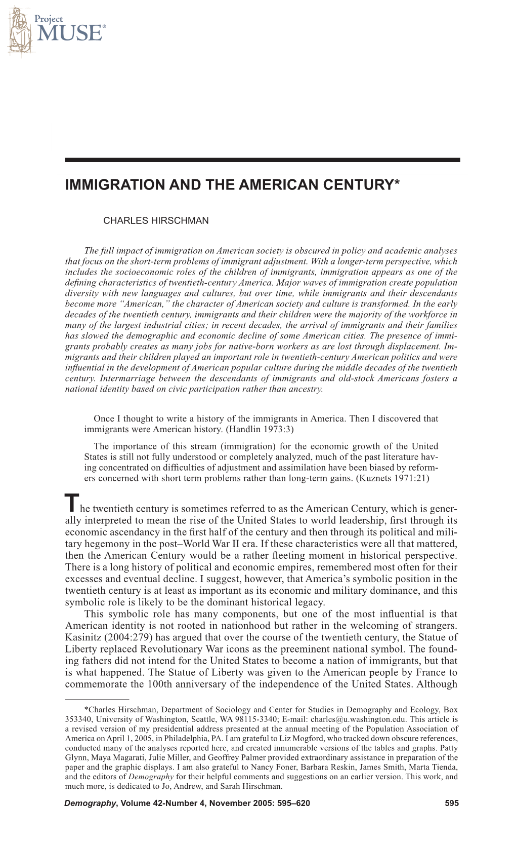 Immigration and the American Century