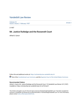 Mr. Justice Rutledge and the Roosevelt Court