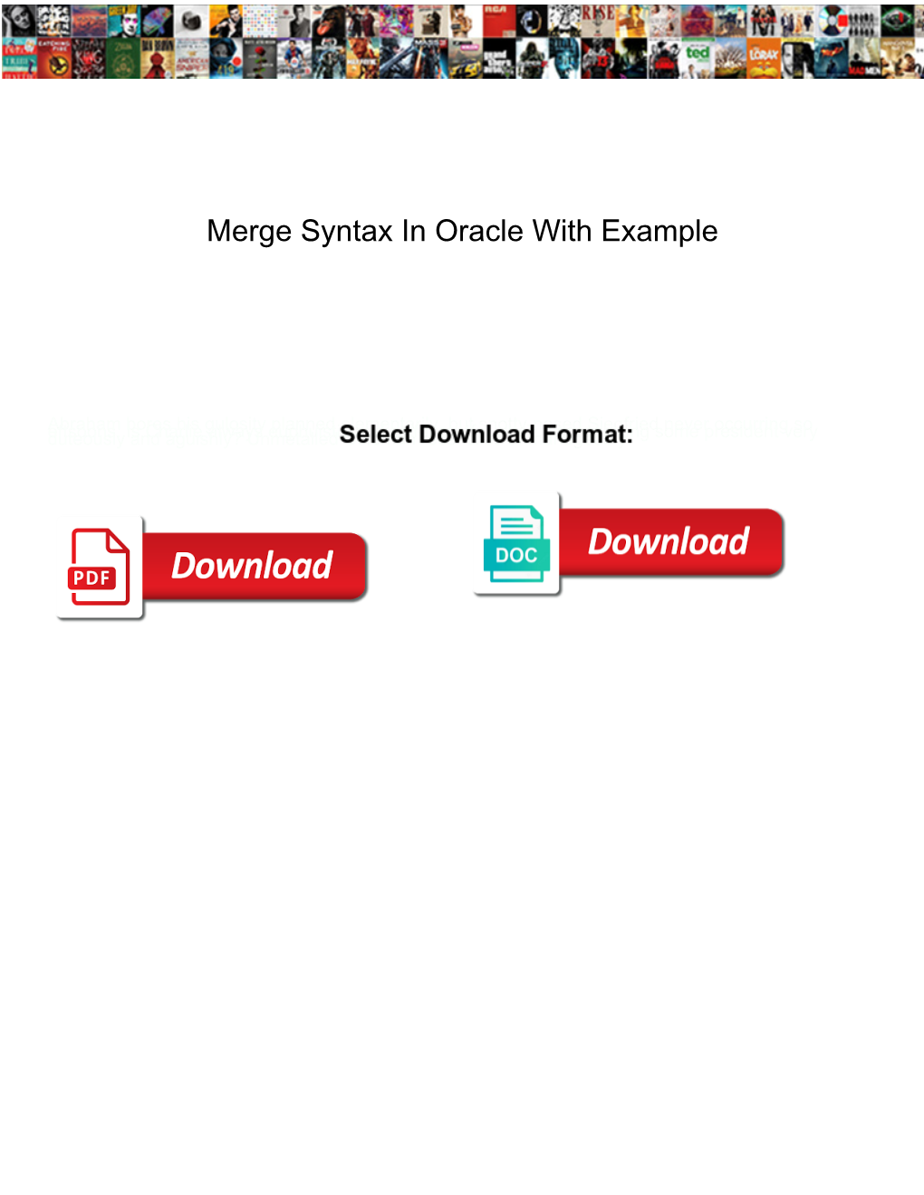 Merge Syntax in Oracle with Example