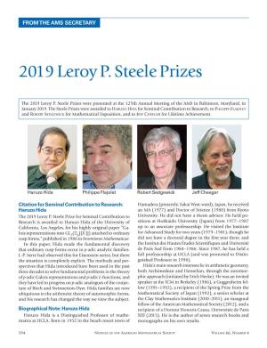 2019 Leroy P. Steele Prizes