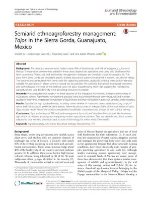 Semiarid Ethnoagroforestry Management: Tajos in the Sierra Gorda, Guanajuato, Mexico Vincent M