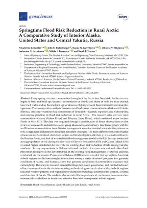 Springtime Flood Risk Reduction in Rural Arctic: a Comparative Study of Interior Alaska, United States and Central Yakutia, Russia