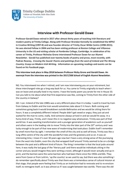 Interview with Professor Gerald Dawe