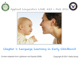 Chapter 1: Language Learning in Early Childhood