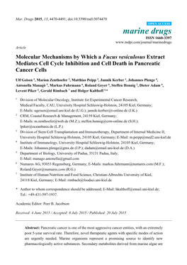 Molecular Mechanisms by Which a Fucus Vesiculosus Extract Mediates Cell Cycle Inhibition and Cell Death in Pancreatic Cancer Cells