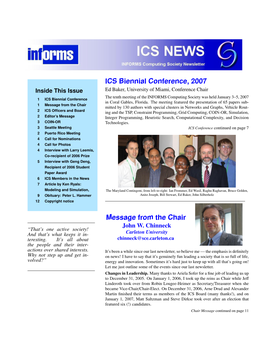 ICS Biennial Conference, 2007 Message from the Chair