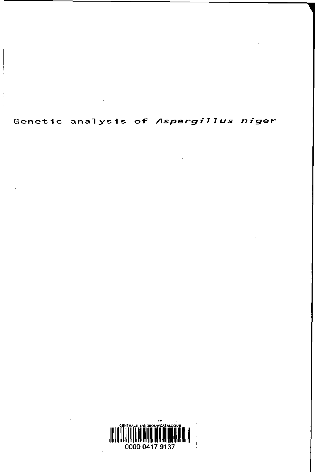 Genetic Analysis of Aspergillus Niger'