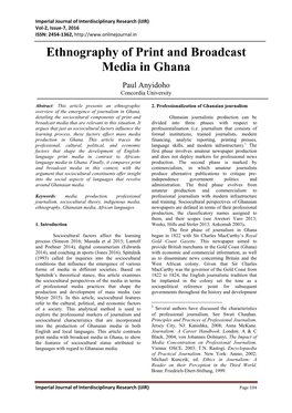 Ethnography of Print and Broadcast Media in Ghana