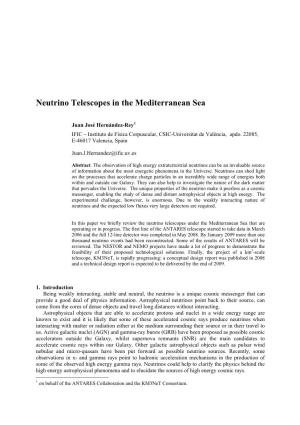 Neutrino Telescopes in the Mediterranean Sea