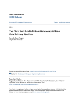 Two Player Zero Sum Multi-Stage Game Analysis Using Coevolutionary Algorithm