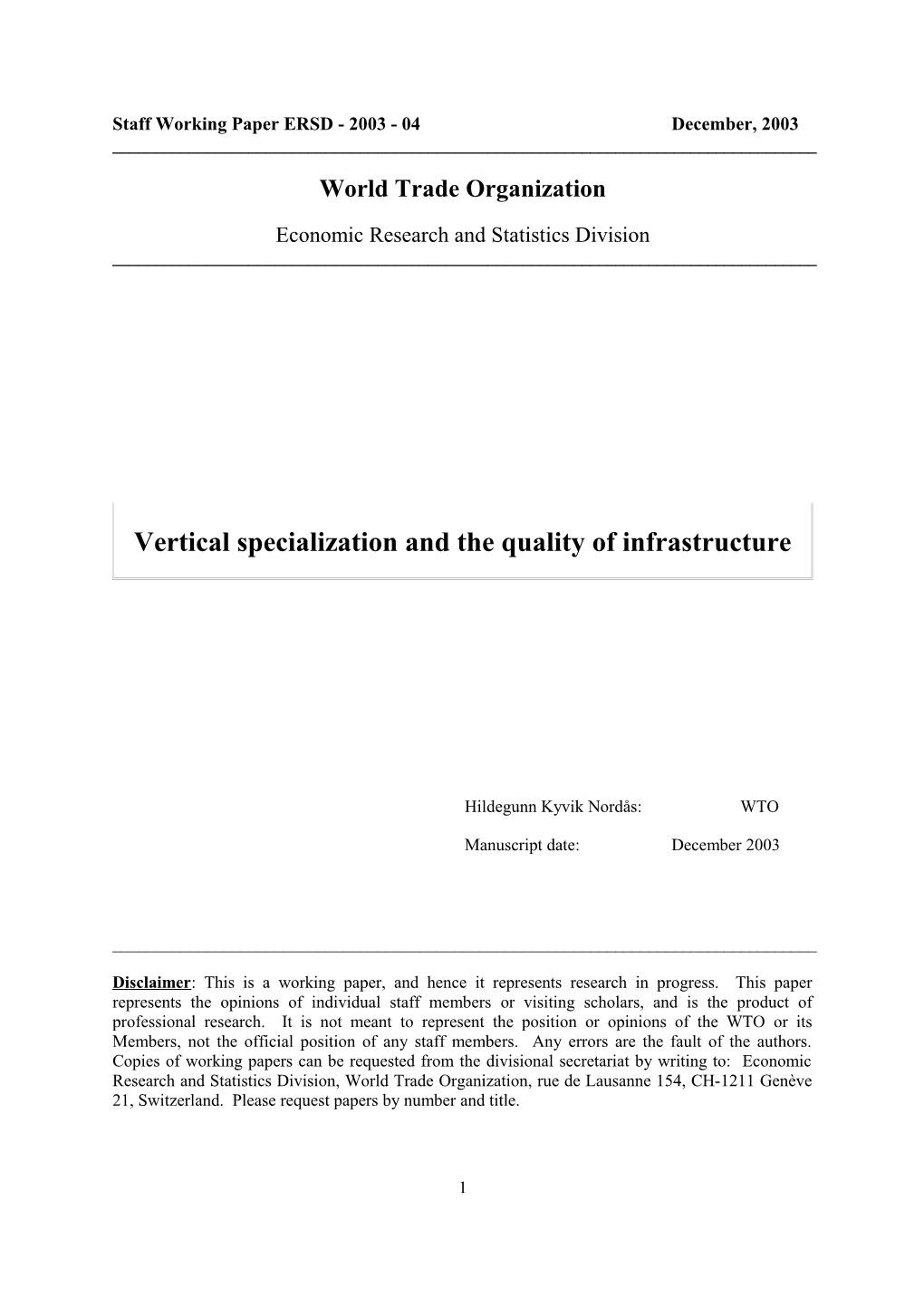 Fragmented Production Role of Services