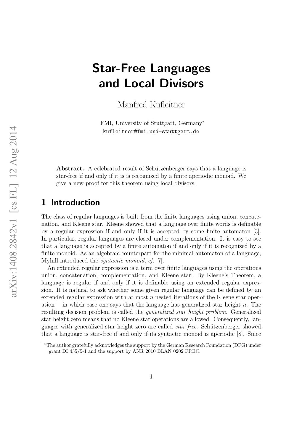 Star-Free Languages and Local Divisors