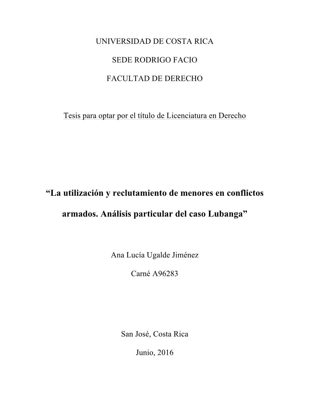 “La Utilización Y Reclutamiento De Menores En Conflictos Armados