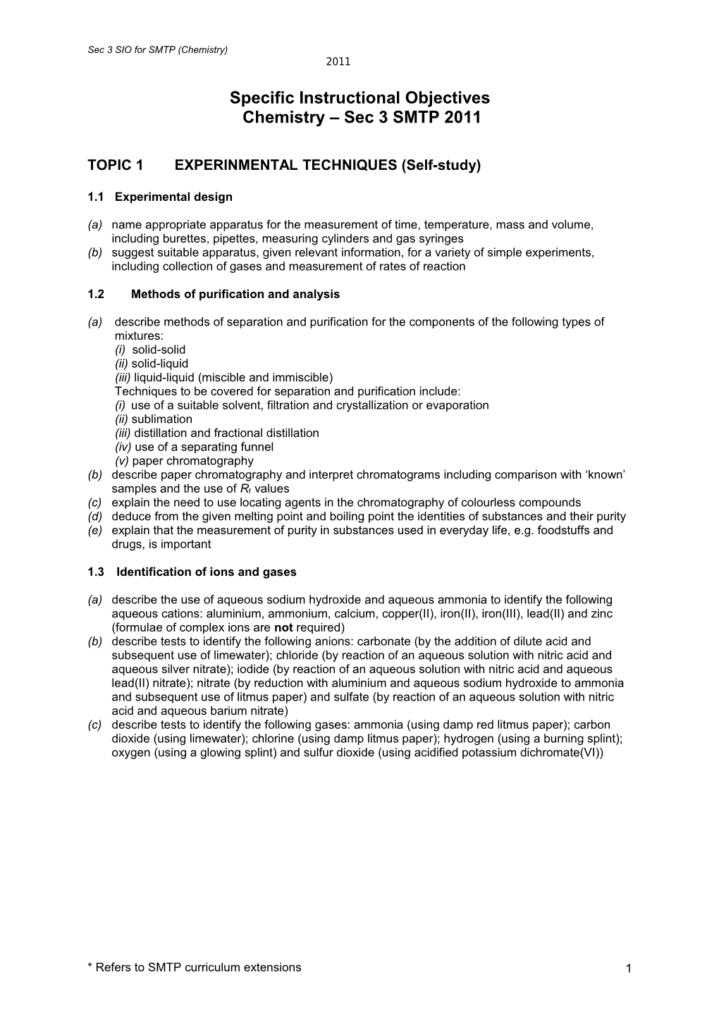 Integrated Curriculum Pro Osed Syllabus Outline for 3 Topics