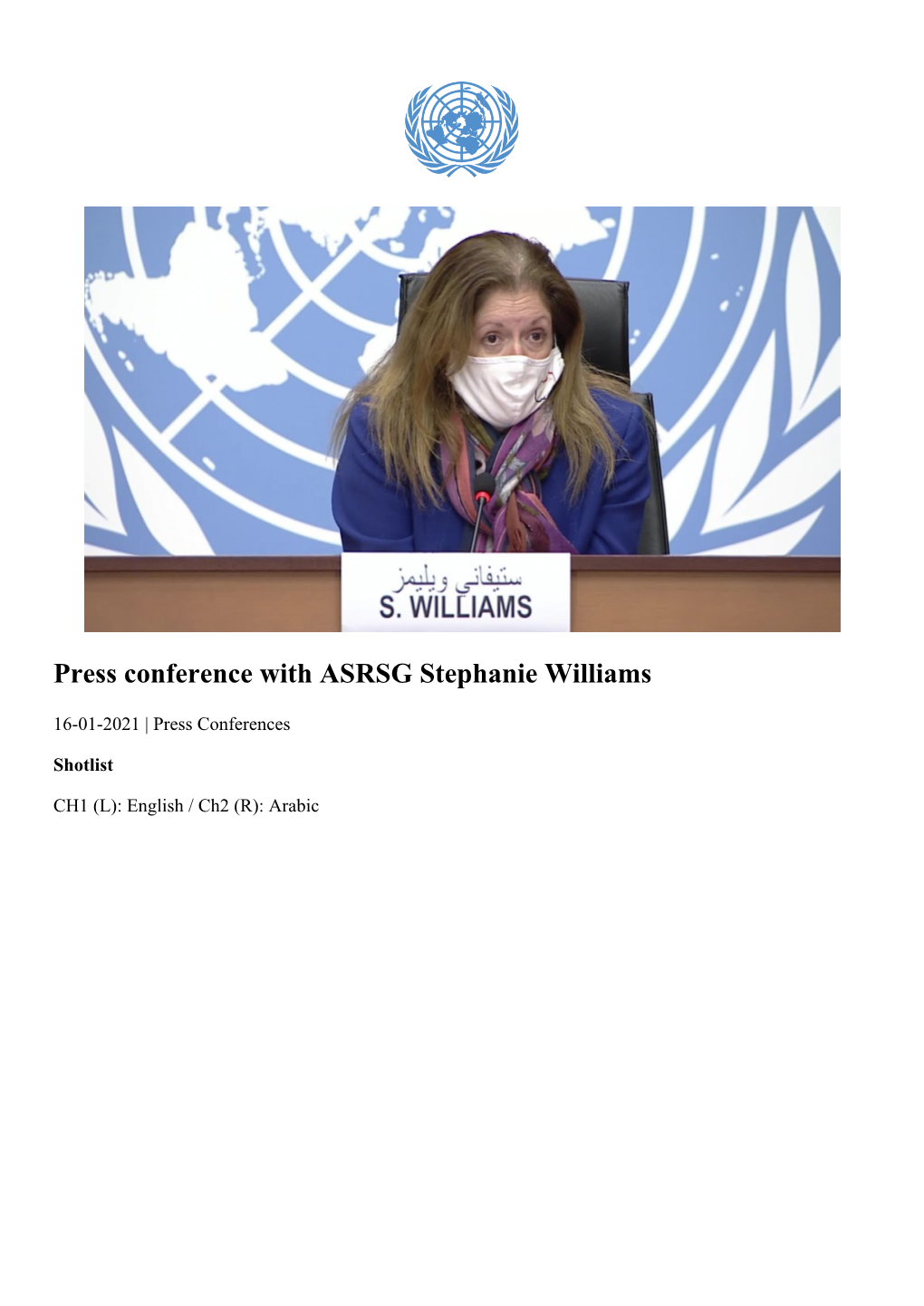 Press Conference with ASRSG Stephanie Williams