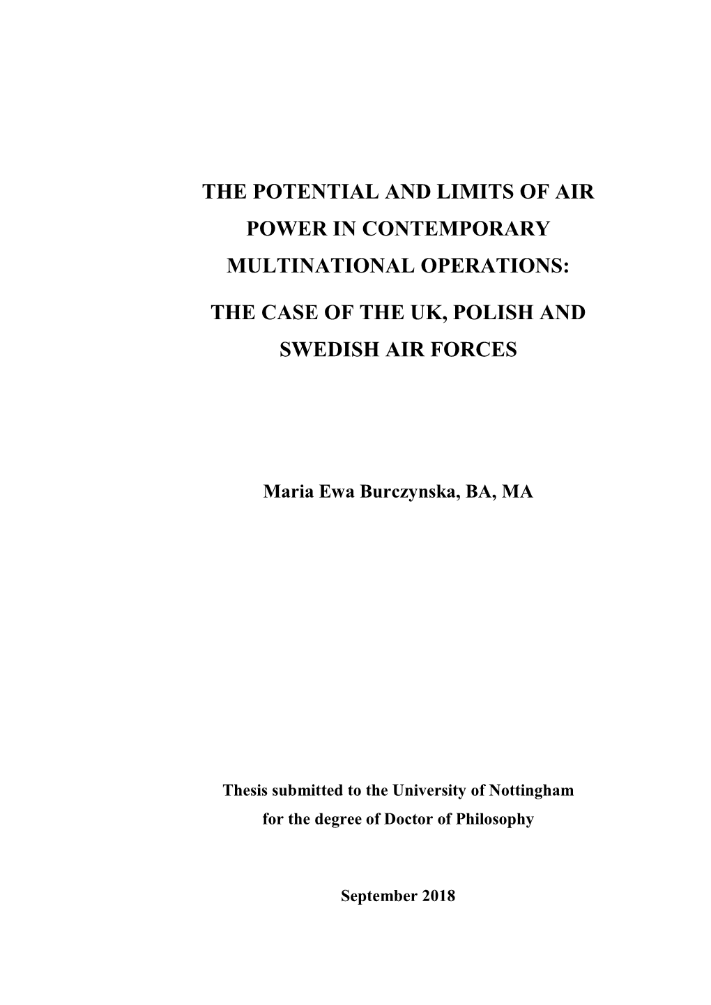 Burczynska, Maria Ewa (2019) the Potential and Limits of Air Power In