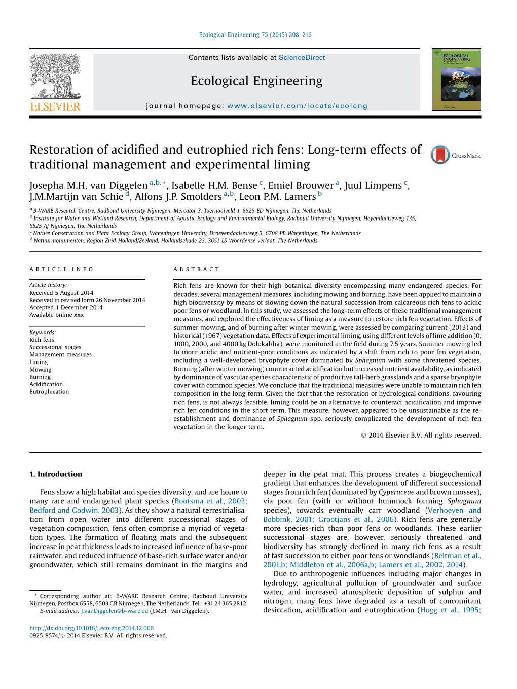 Restoration of Acidified and Eutrophied Rich Fens