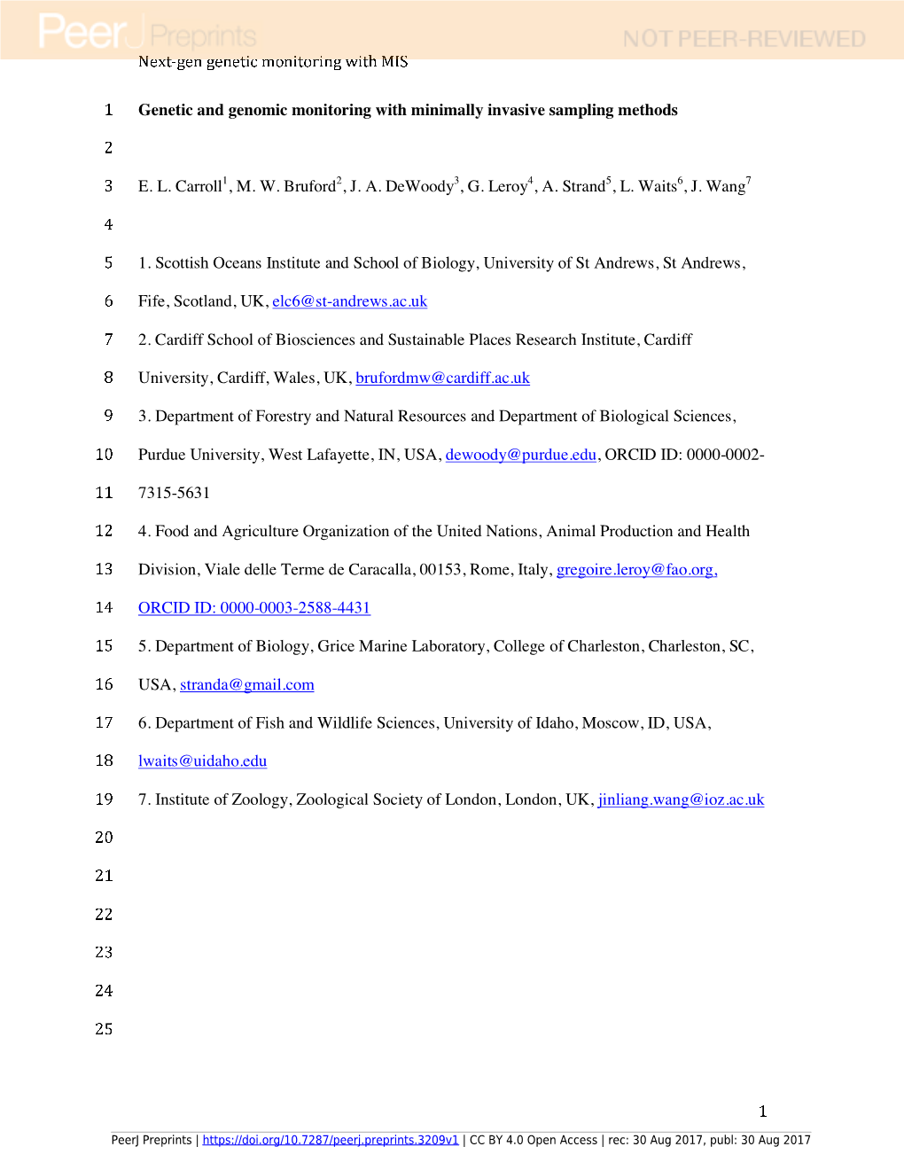 Genetic and Genomic Monitoring with Minimally Invasive Sampling Methods