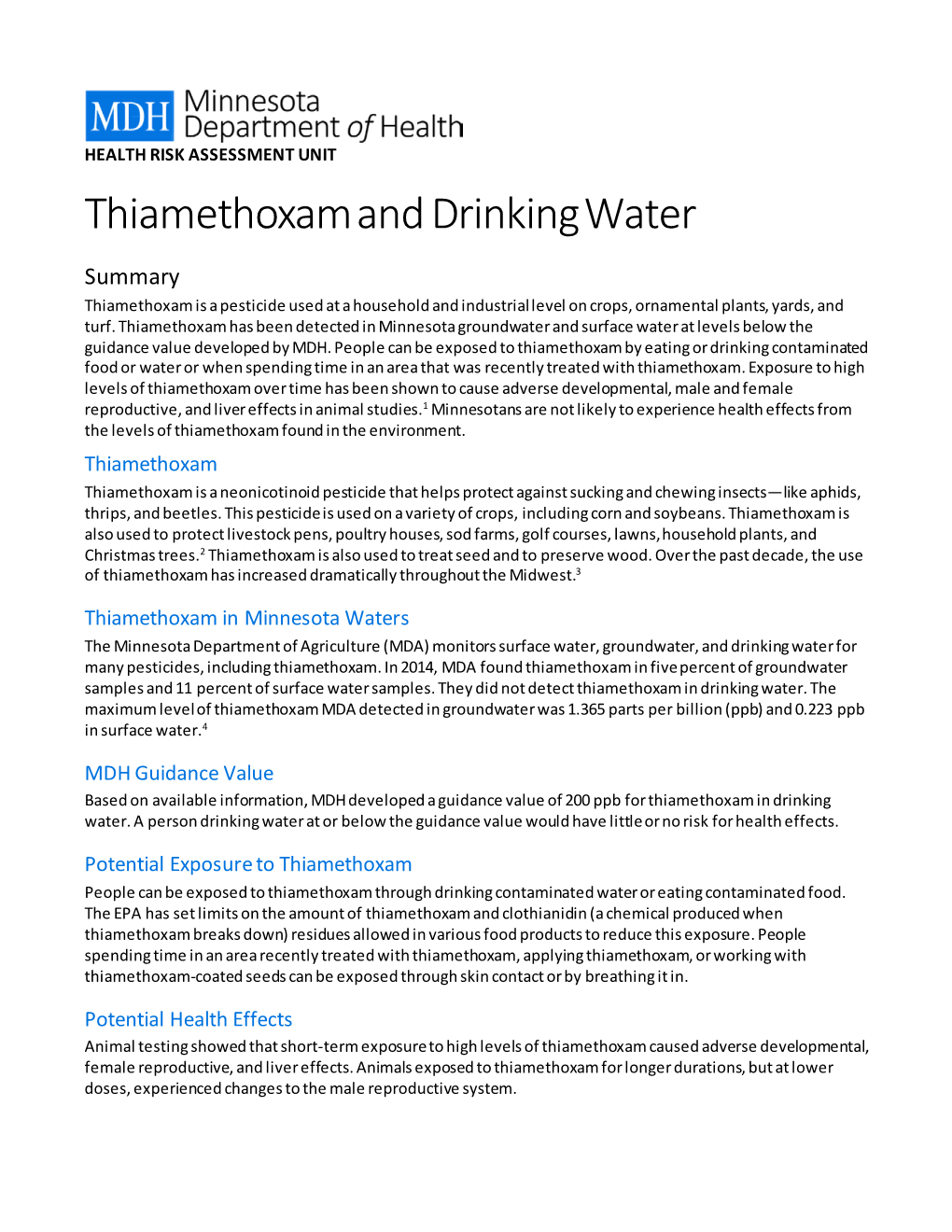 Thiamethoxam and Drinking Water (PDF)