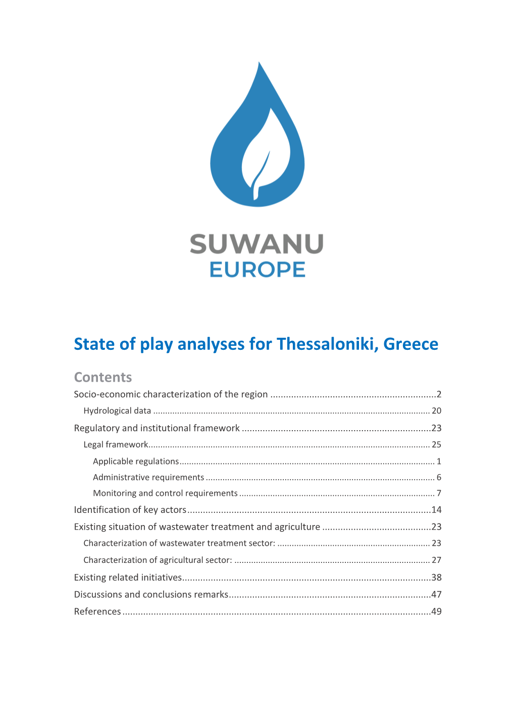 State of Play Analyses for Thessaloniki, Greece