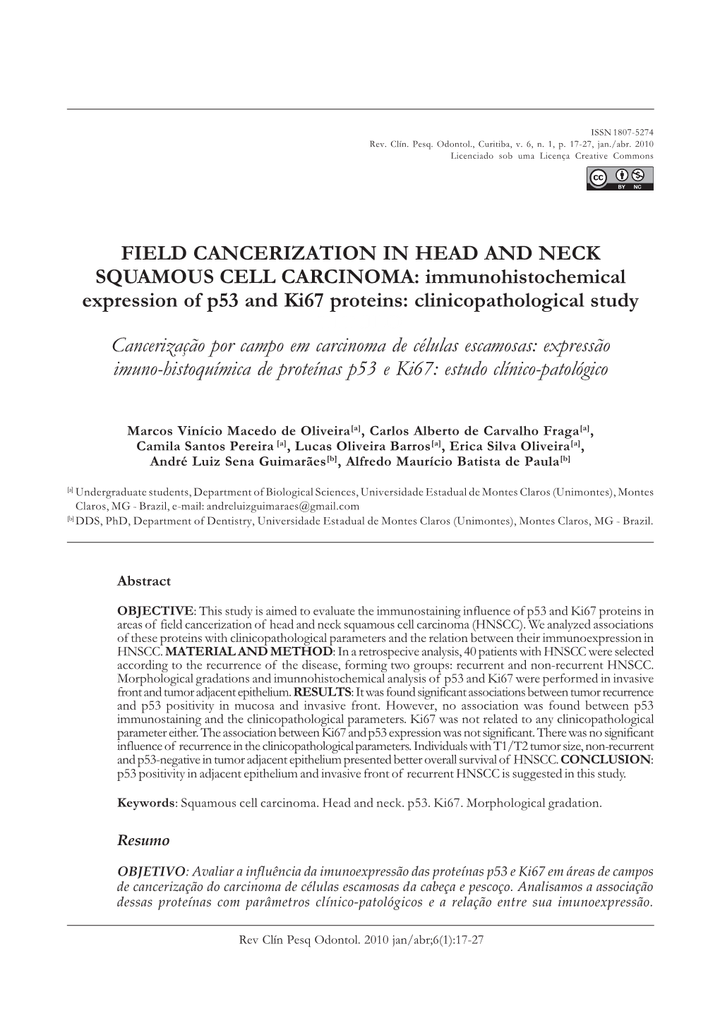 Field Cancerization in Head and Neck Squamous Cell