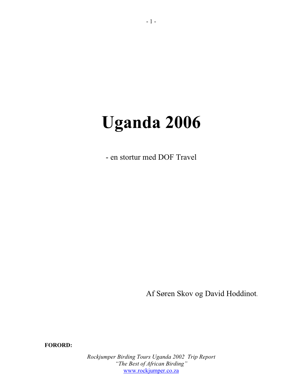 RBT Uganda Jan-Feb 2002 Bird Trip Report