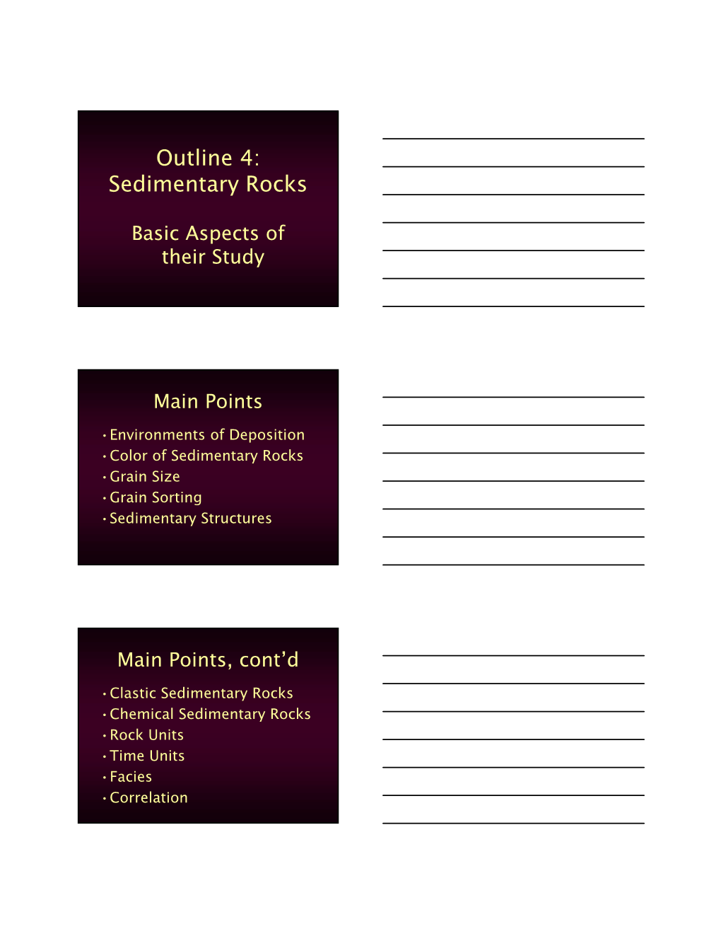 Outline 4: Sedimentary Rocks